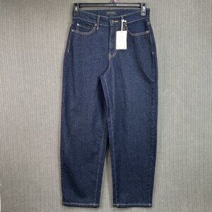 Free Assembly Womens Size 0 Blue Barrel Leg Mid Rise Denim Jeans Indigo Rinse